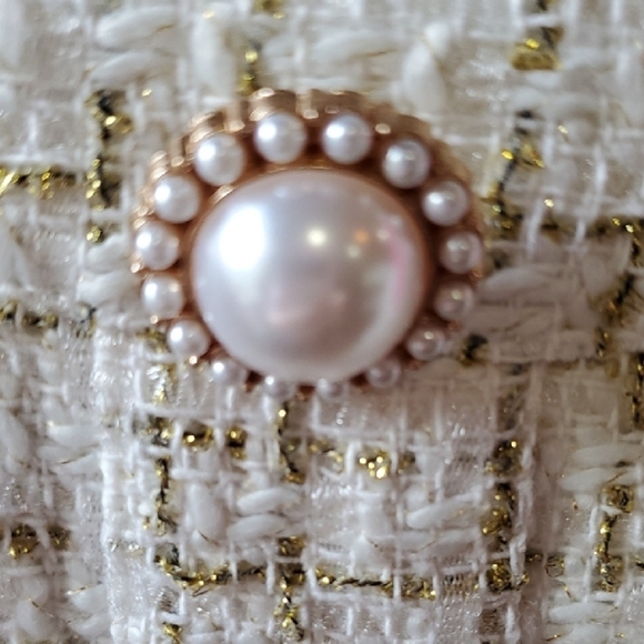 Simply Southern Scalloped Cream Tweed With Puffy Sleeves NWT LARGE - Picture 4 of 13